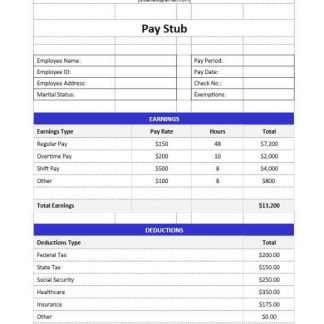 Bee Clean Industrial Ltd. PayStub download template file