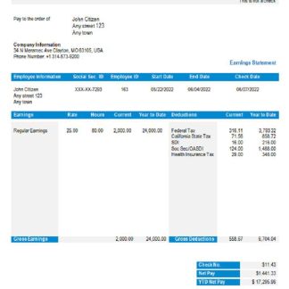 USA construction company employee sheet download template file