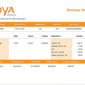 USA Dixon University Center educational company pay stub download template file