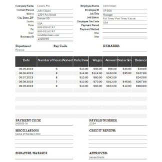 USA furniture & appliances employee sheet download template file