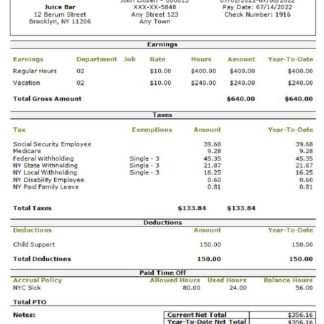 USA MIDWEST supply inc earning statement in word and pdf formats download template file