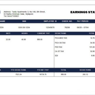 USA Neiman Marcus department store company pay stub download template file