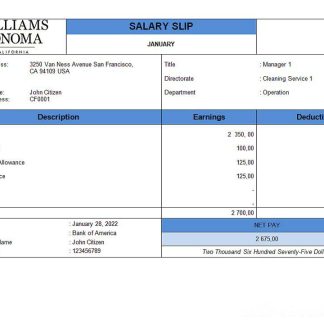 USA Parker Hannifin engineering company pay stub download template file