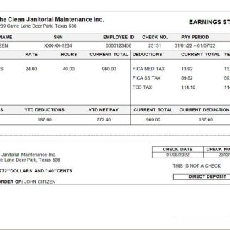 USA Republic Services waste management company pay stub download template file
