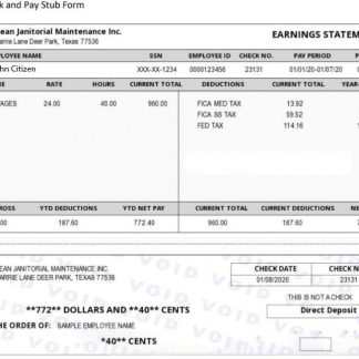 USA retail company earning statement template in Word and PDF format, version 3 download template file