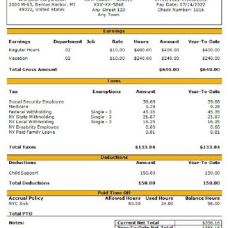 USA Texas commercial cleaning company earnings statement download template file