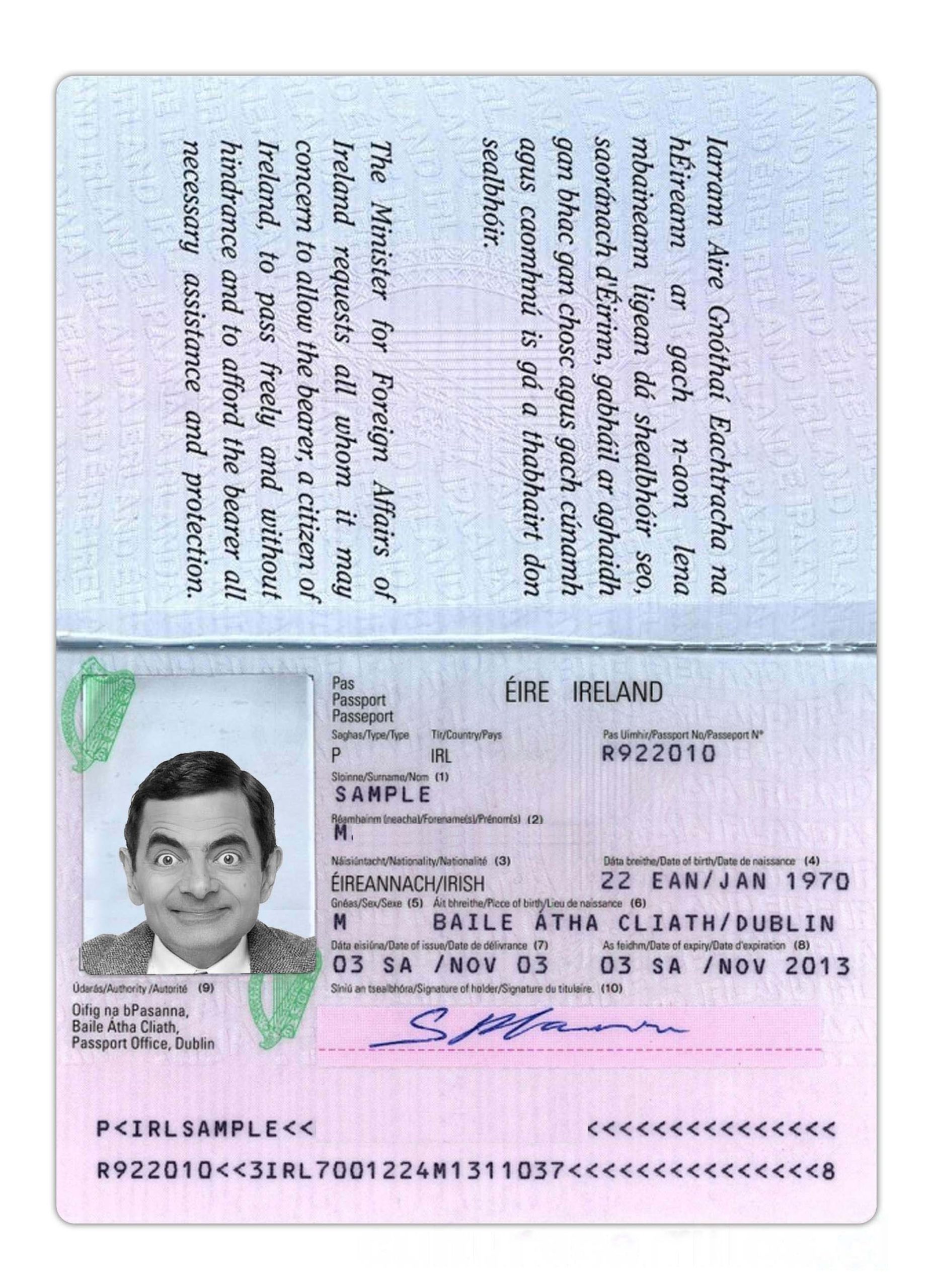 Ireland Passport v2 Download Template File