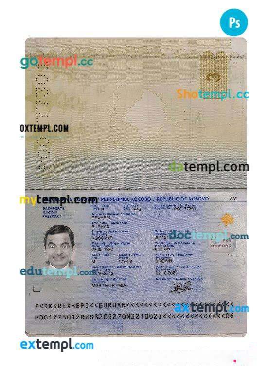 Kosovo Passport Download Template File