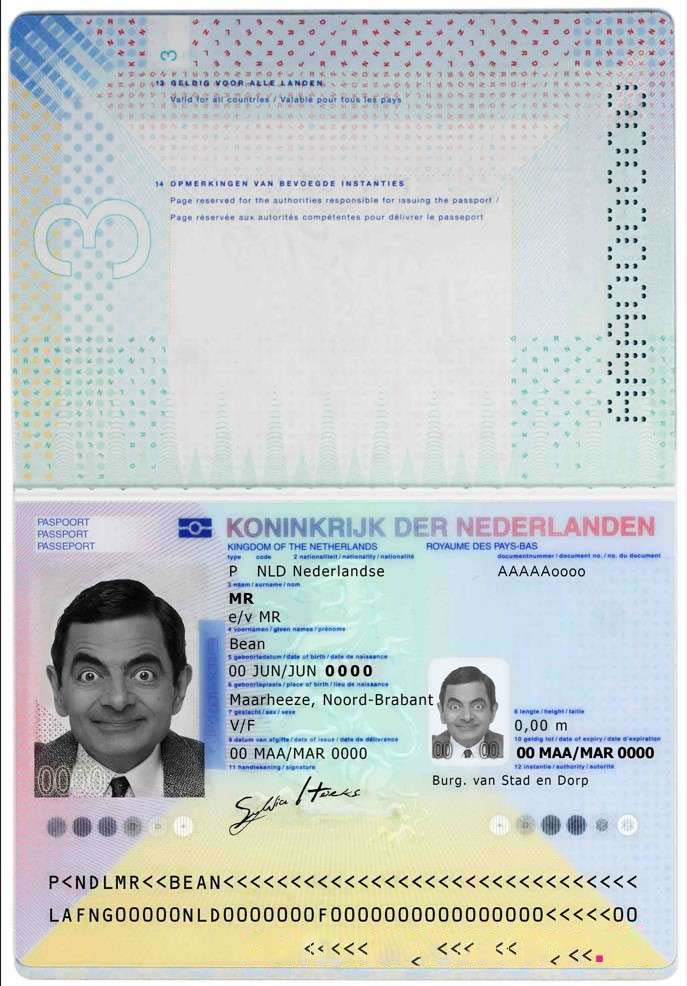 Netherlands Passport 2014 Download Template File