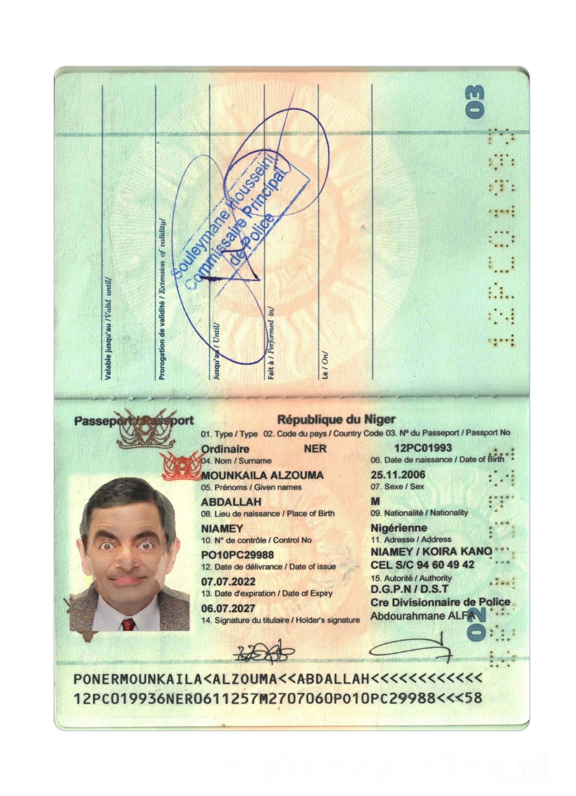 Niger Republic Passport 2022 Download Template File