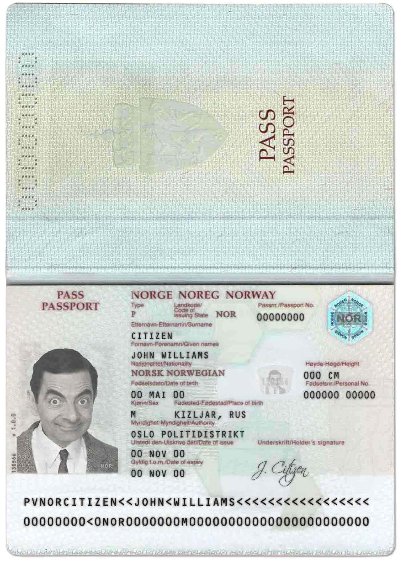 Norway Passport v1 Download Template File