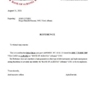 Albania bank of Albania closure reference download template file