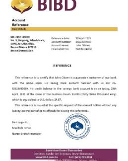 Brunei Islam Darussalam bank reference download template file