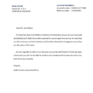 Bulgaria First Investment bank closure reference download template file