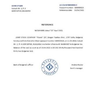 Bulgaria First Investment bank reference download template file