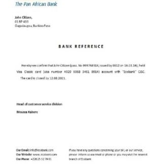Burkina Faso Ecobank closure reference download template file