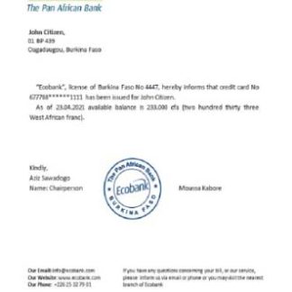 Burkina Faso Ecobank reference download template file