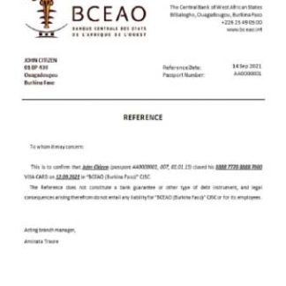 Burkina Faso The Central Bank of West African States closure reference download template file