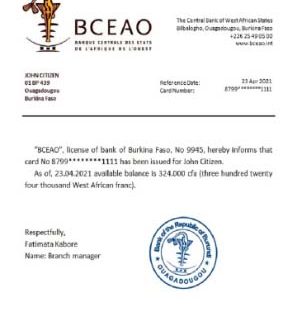 Burkina Faso The Central Bank of West African States reference download template file