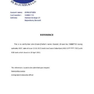 Burundi Creditbank closure reference download template file