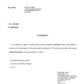 Andorra Credit Andorra bank closure reference download template file
