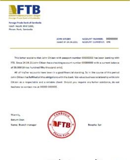 Cambodia Foreigntradebank reference download template file