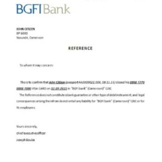 Cameroon BGFI Bank Bonapriso closure reference download template file