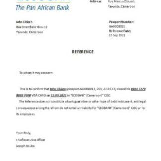 Cameroon Ecobank closure reference download template file