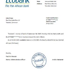 Cameroon Ecobank reference download template file