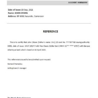 Cameroon The Atlantic Bank closure reference download template file