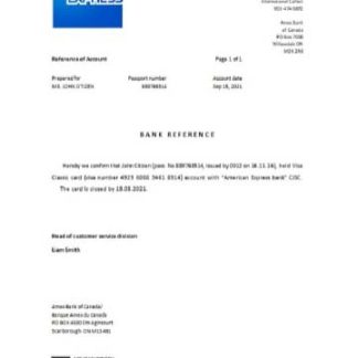 Canada American Express Air Miles Gold Credit Card closure reference download template file