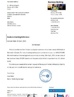 Canada BMO Bank of Montreal reference download template file
