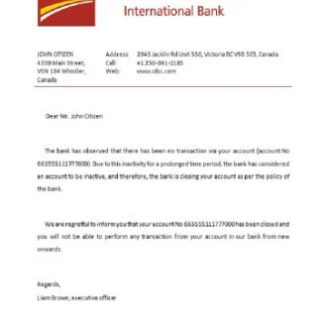Canada CIBC Bank closure reference download template file