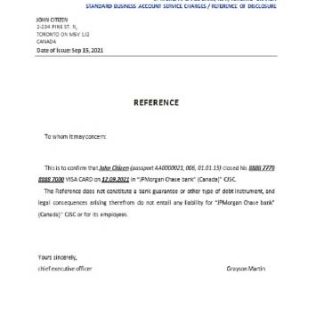 Canada JP Morgan Chase closure reference download template file