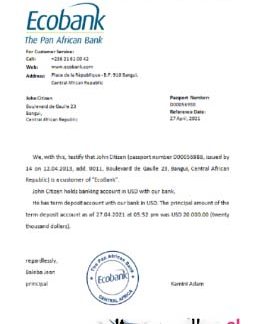 Central African Republic Bank of Central African States closure reference download template file