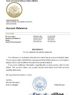 Central African Republic Ecobank closure reference download template file