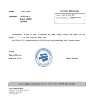 Colombia Bancolombia reference download template file