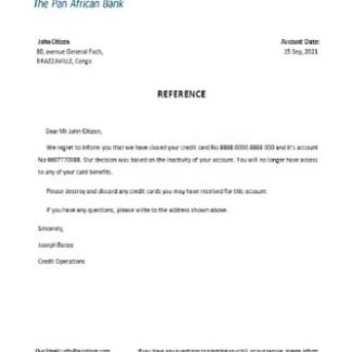 Congo Ecobank closure reference download template file