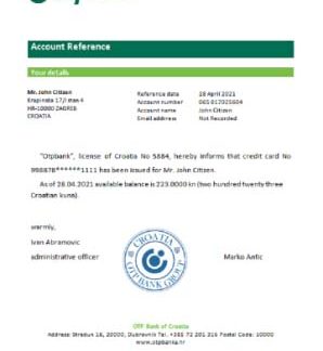 Croatia Otpbank reference download template file