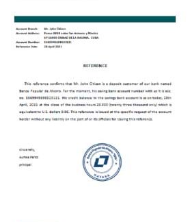 Cuba Banco Popular de Ahorro reference download template file