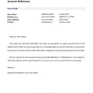 Cyprus Alpha Bank closure reference download template file