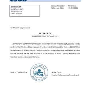 Czech Republic CSOB reference download template file