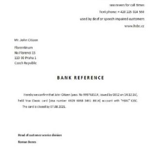 Czech Republic HSBC closure reference download template file