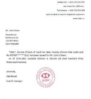 Czech HSBC reference download template file