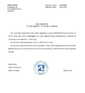 Denmark Arbejdernes Landsbank reference download template file