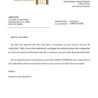 Dominica Central Bank closure reference download template file