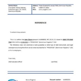 Dominicia Banco Progreso closure reference download template file