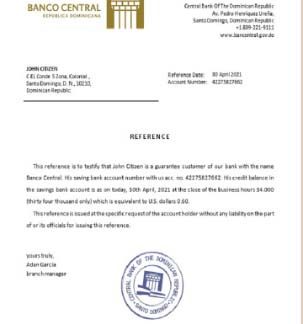 Dominicia Central Bank reference download template file