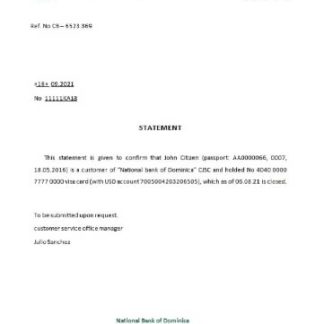 Dominicia National Bank of Dominica closure reference download template file