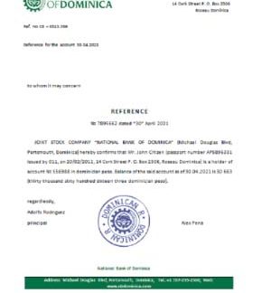 Dominicia National Bank of Dominica reference download template file